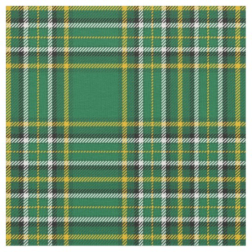 Green Irish plaid, with white/black stripe Fabric