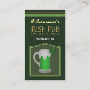 Green Irish Pub Manager Bar Tender Business Cards at Zazzle