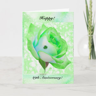 Green Irish rose and Anniversary! Card