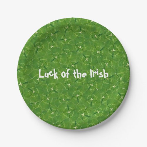 Green Irish Shamrock Background Paper Plates