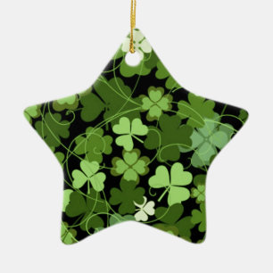 Green Irish Shamrock Ceramic Ornament
