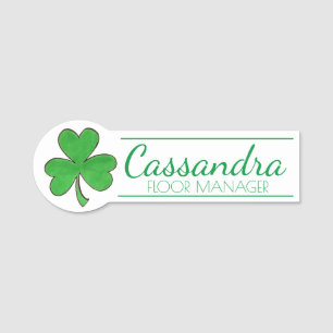 Green Irish Shamrock Clover St. Patrick's Day Name Tag