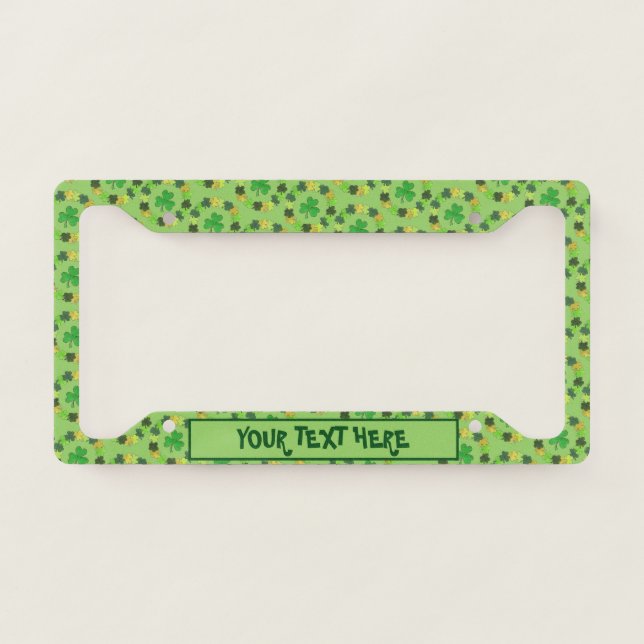 Green Irish Shamrock Clover Wreath Lucky License Plate Frame (Front)