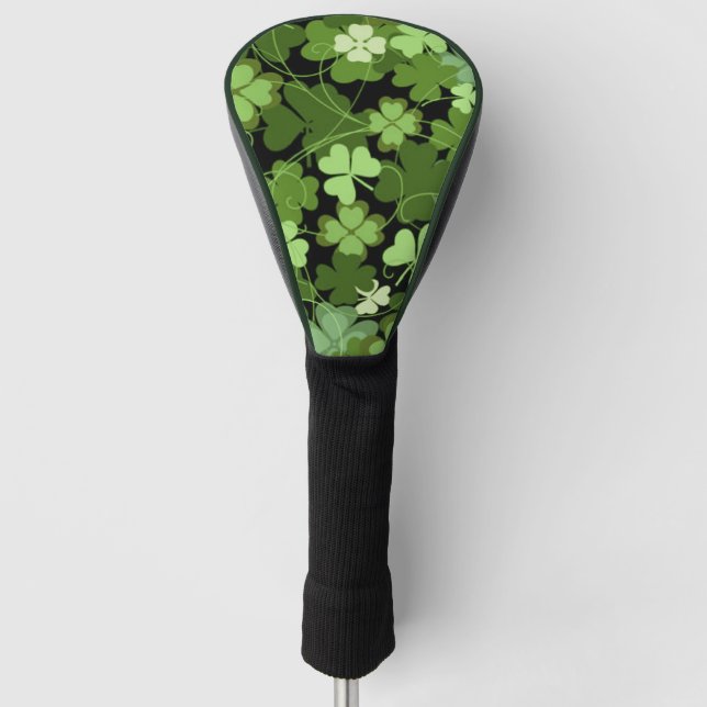 Green Irish Shamrock Golf Head Cover (Front)