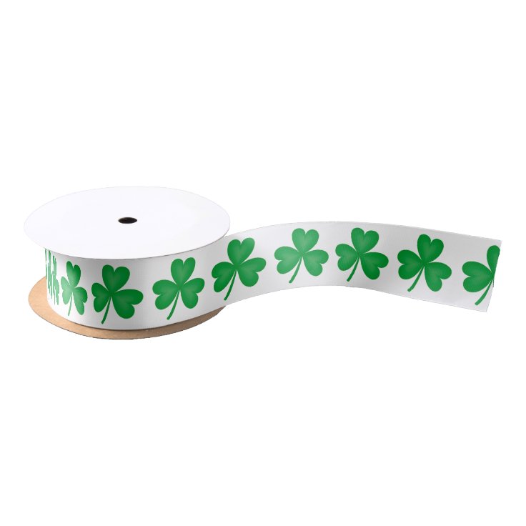 Green Irish Shamrock Satin Ribbon | Zazzle