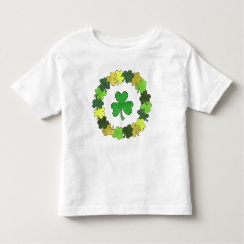 Green Irish Shamrock Wreath St Patricks Day Toddler T_shirt