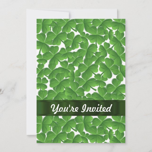 Green Irish shamrocks personalized Invitation (Front)