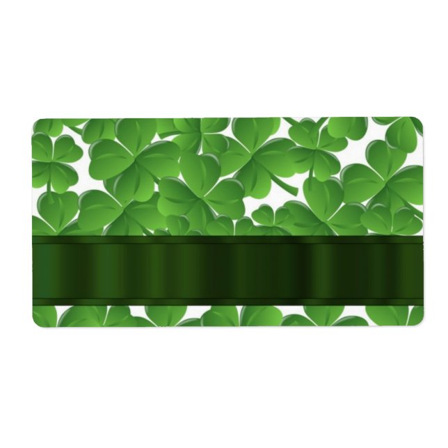 Green Irish shamrocks personalized Label (Front)