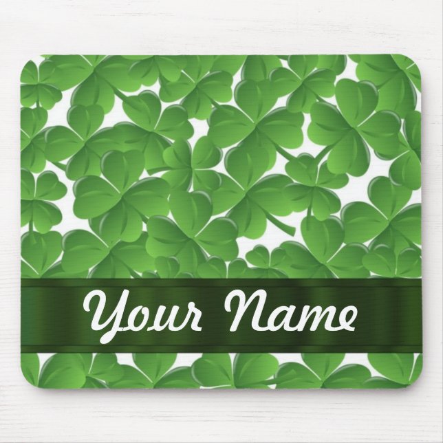Green Irish shamrocks personalized Mouse Pad (Front)