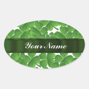 Green Irish shamrocks personalized Oval Sticker