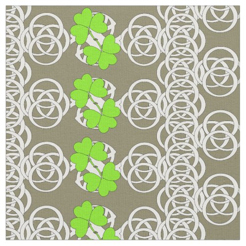Green Irish Shamrocks White Celtic Knots Fabric