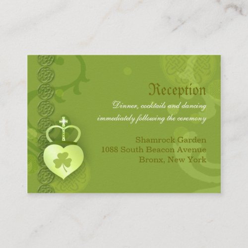 Green Irish Wedding Reception Enclosure Card