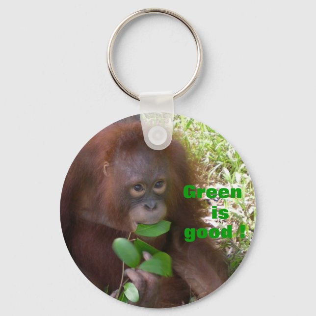 Green is Good Vegetarian Wildlife Keychain (Front)