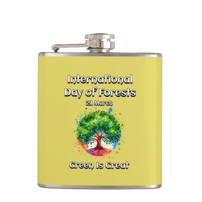 Green is Great. International Day of Forests (IDF) Flask (Front)