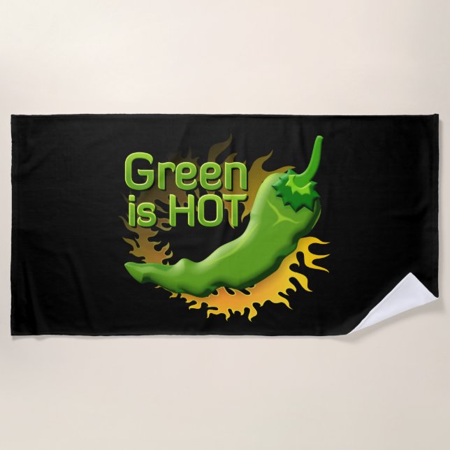 Green is HOT Beach Towel (Front)