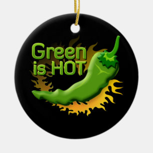 Green is HOT Ceramic Ornament