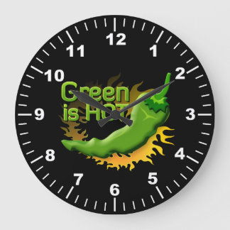 Green is HOT Large Clock