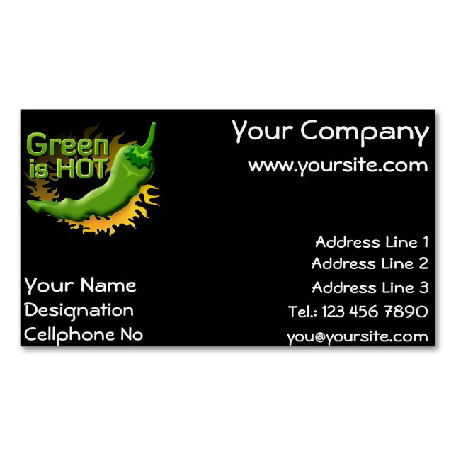 Green is HOT Magnetic Business Card (Front)