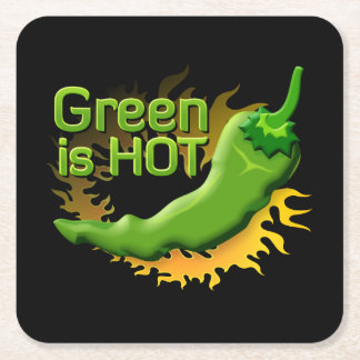 Green is HOT Square Paper Coaster