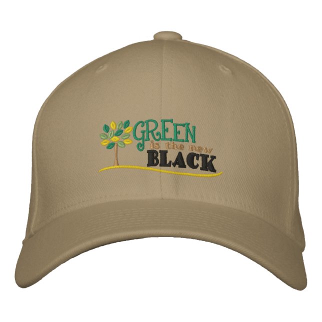 Green Is New Black Embroidered Baseball Hat (Front)