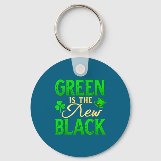 Green Is The New Black - St. Patrick’s Day Shamroc Keychain (Front)