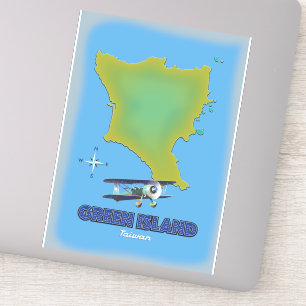 Green Island Taiwan travel poster. Sticker