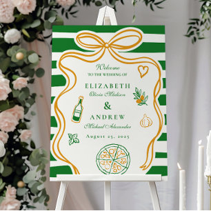 Green Italian Wedding Food Sketch Foam Board