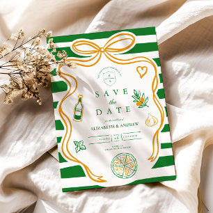 Green Italian Wedding Food Sketch Save The Date