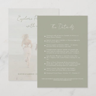 Green Italy Destination Wedding Travel Details RSVP Card