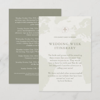 Green Italy Destination Wedding Week Itinerary RSVP Card