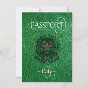 Green Italy Passport Save the Date Card