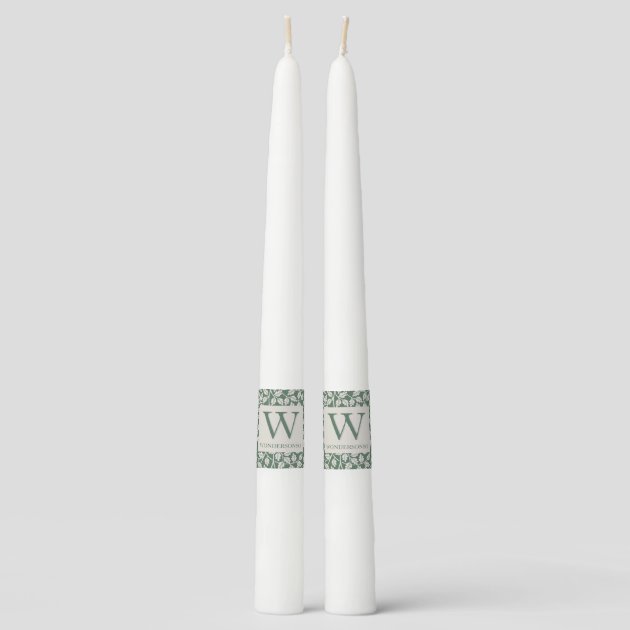 Green Ivory Flower elegant two dual wedding Taper Candle