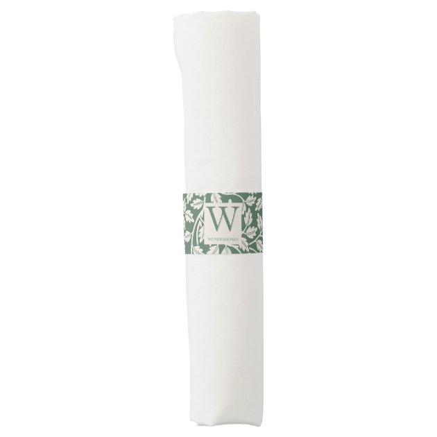 Green Ivory Flower two dual wedding Napkin Bands