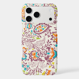 Green Ivory Plum Blue Teal Damask Floral Pattern iPhone 17 Pro Max Case