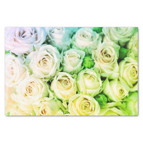Green  Ivory Roses Tissue Paper