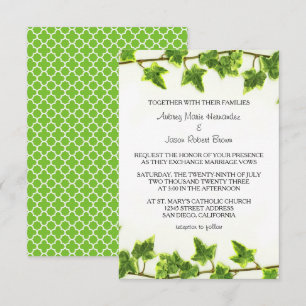Green Ivy - 3x5 Wedding Invitation