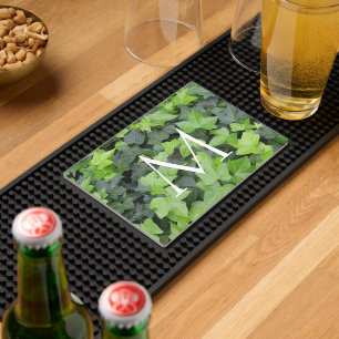 Green Ivy Botanical Print Bar Mat