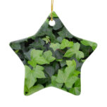 Green Ivy Botanical Print Ceramic Ornament