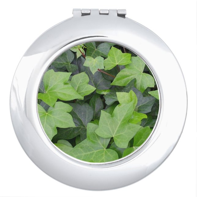 Green Ivy Botanical Print Compact Mirror (Front)