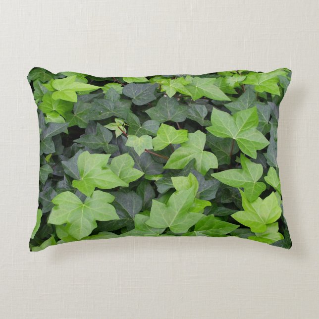 Green Ivy Botanical Print Decorative Pillow (Front)