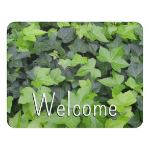Green Ivy Botanical Print Door Sign