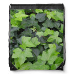 Green Ivy Botanical Print Drawstring Bag