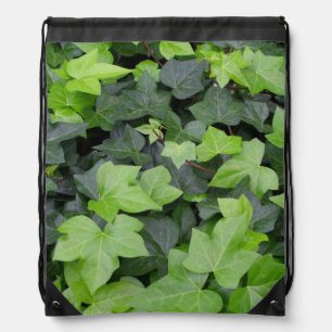Green Ivy Botanical Print Drawstring Bag