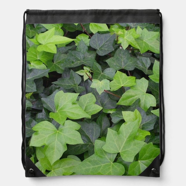 Green Ivy Botanical Print Drawstring Bag (Front)