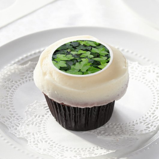 Green Ivy Botanical Print Edible Frosting Rounds (Cupcake)
