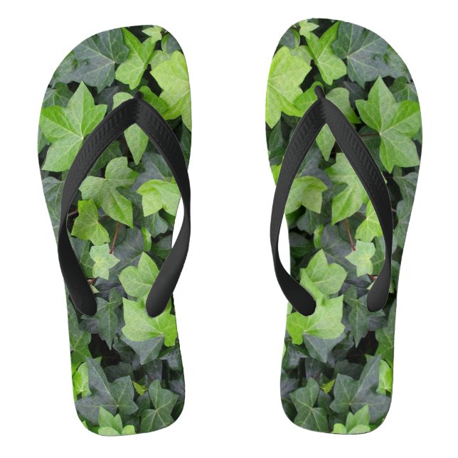 Green Ivy Botanical Print Flip Flops (Footbed)