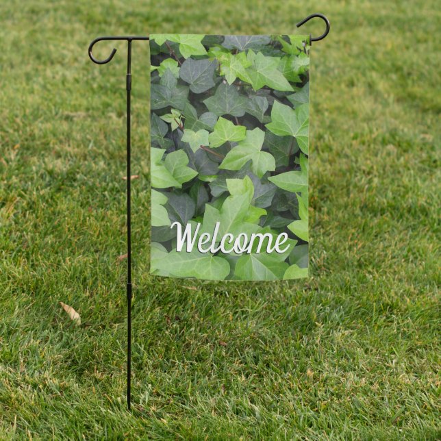 Green Ivy Botanical Print Garden Flag (In SItu)