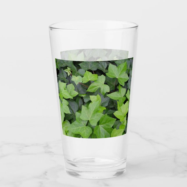 Green Ivy Botanical Print Glass (Front)