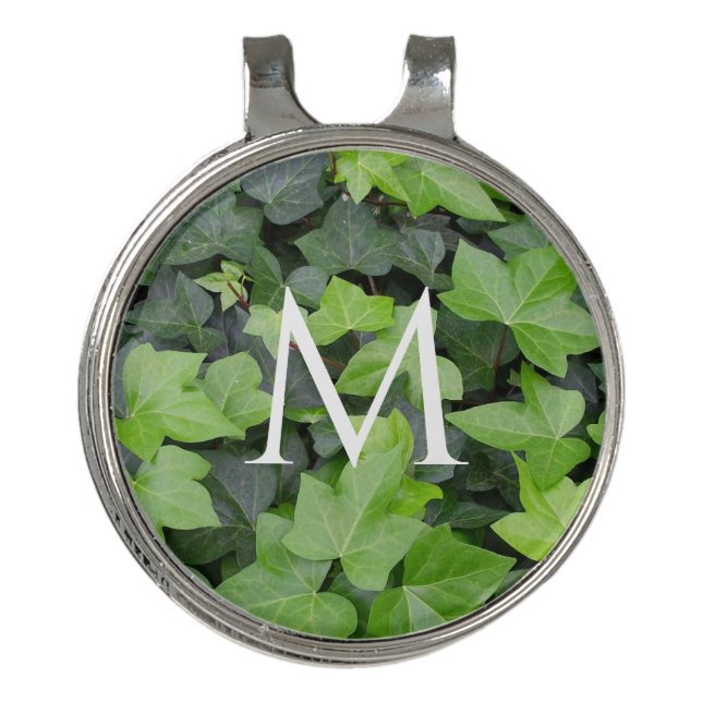 Green Ivy Botanical Print Golf Hat Clip (Front)