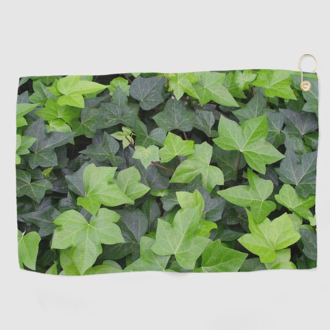Green Ivy Botanical Print Golf Towel (Horizontal)